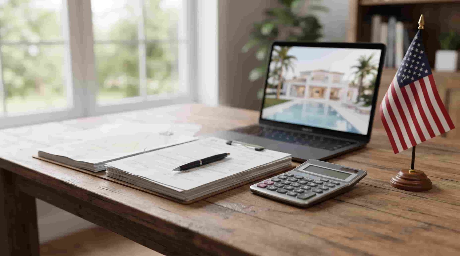 US buyer reviewing tax paperwork for a Dubai luxury home
