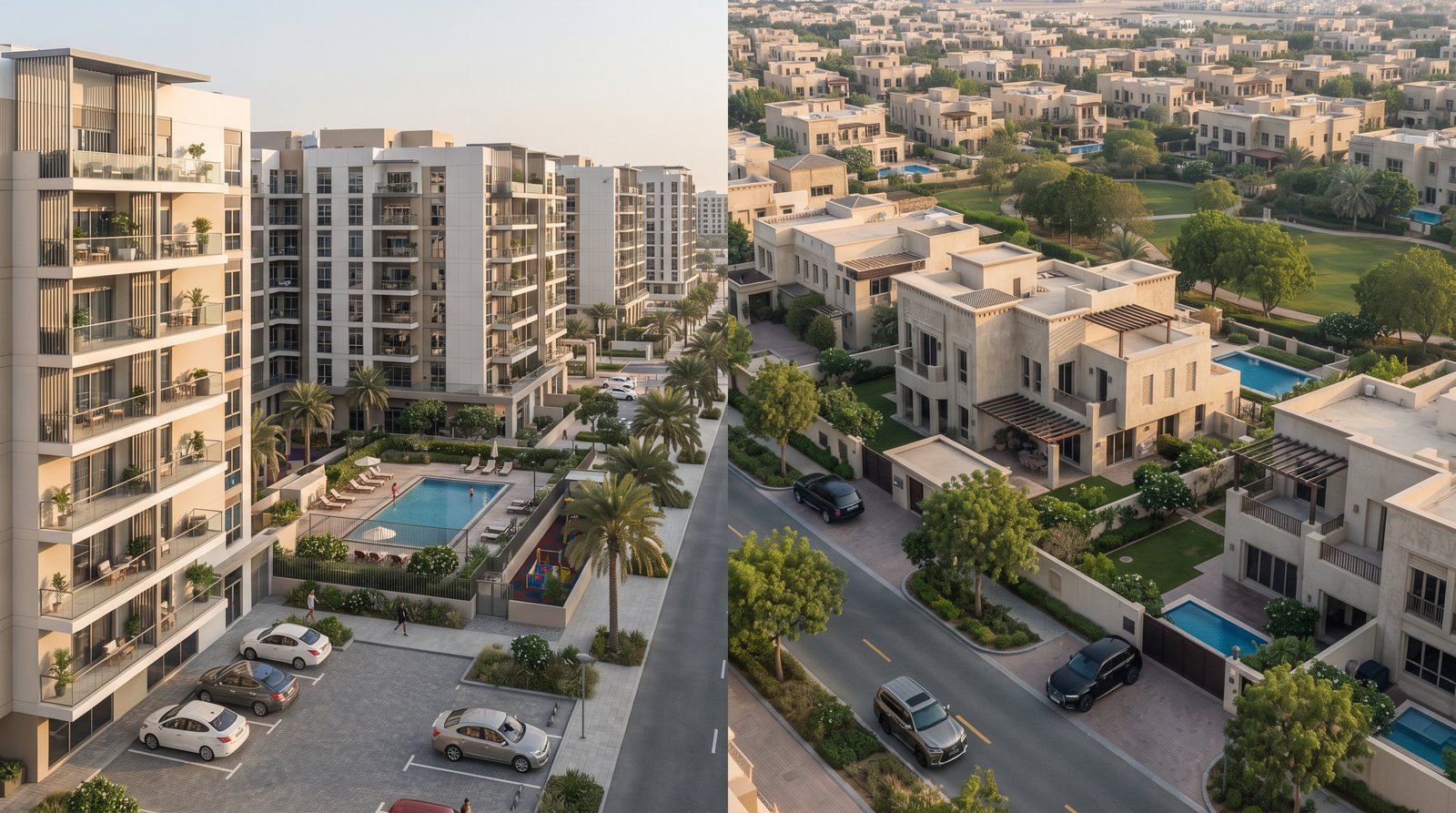 Dubai apartments and villas showing different residential property types